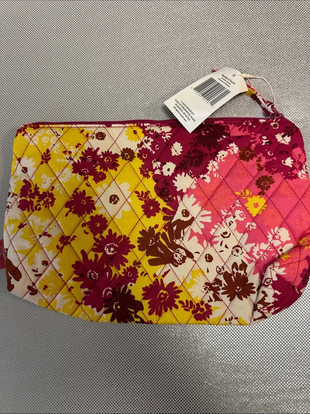 NWT Vera Bradley Pink, Yellow & Cream Quilted Floral Cosmetic Pouch - Picture 4 of 7